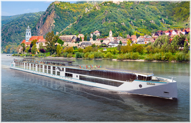 The Crystal river yacht vessels Debussy and Ravel (Artist concepts courtesy of Crystal Cruises)