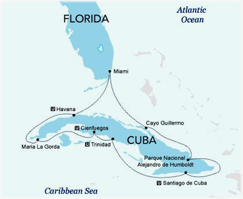 Haimark Line’s Saint Laurent Cuba cruise itinerary (Courtesy of Haimark Line)